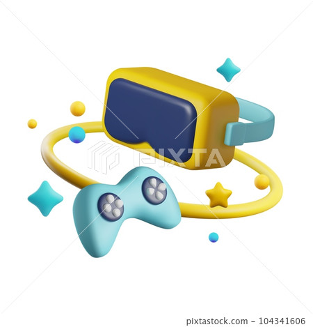 Virtual reality glasses and joystick 3D style, vector illustration Virtual reality glasses and joystick 3D style, vector illustration 104341606
