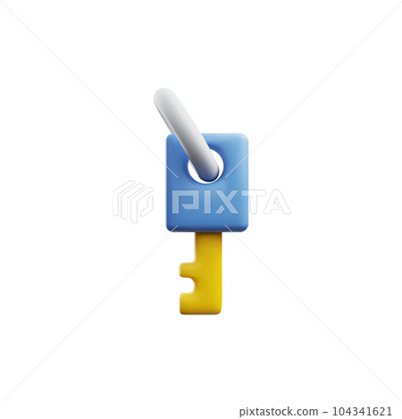 Key volumized rendered icon 3D realistic vector illustration isolated on white. Key volumized rendered icon 3D realistic vector illustration isolated on white. 104341621