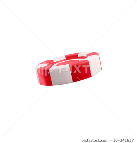 Floating red casino token in cartoon 3d style, vector illustration isolated on white background. 104341637
