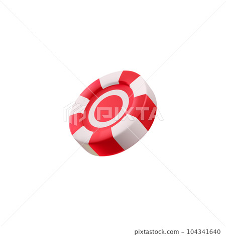White and red 3d chip, token for poker and casino in isometric style, realistic vector illustration for gambling concept 104341640