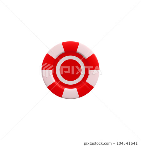 Red casino token, shiny 3d vector illustration isolated on white background. 104341641