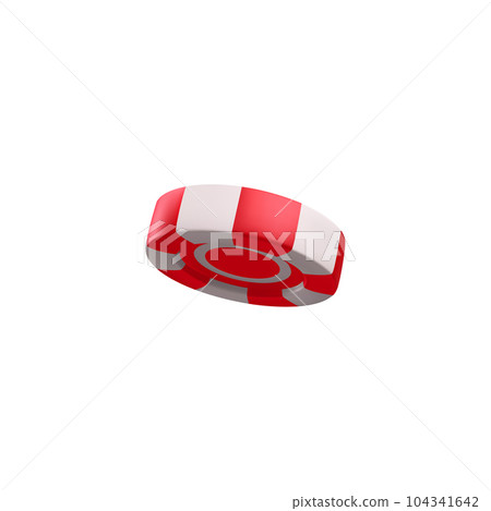 Falling flying casino chip in 3D realistic render vector illustration isolated. 104341642
