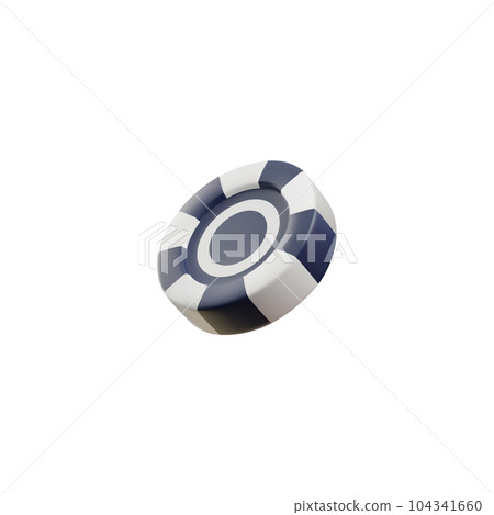 Falling black and white casino chip in 3D realistic vector illustration isolated. 104341660