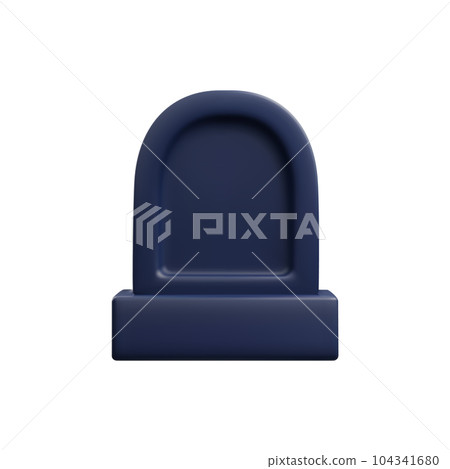Vector isolated illustration of black headstone, grave with dark tombstone, Realistic 3d design element in plastic style 104341680
