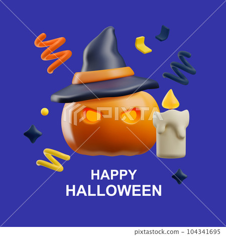 Squared banner about Happy Halloween 3D style, vector illustration Squared banner about Happy Halloween 3D style, vector illustration 104341695