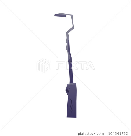 Cartoon vector isolated illustration of very old lamp post, destroyed city elements, apocalypse concept 104341732