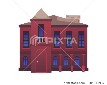 Vector building facades, vintage cottage, old town house isolated on white background, victorian city vector illustration 104341937