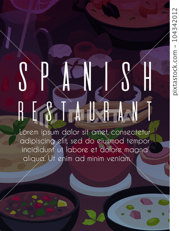 Poster or vertical banner for Spanish restaurant flat style Poster or vertical banner for Spanish restaurant flat style 104342012