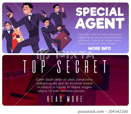 Special secret agent services banners collection, flat vector illustration. 104342100