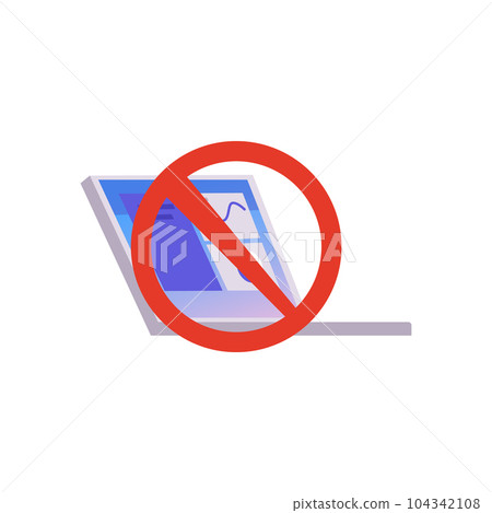 No laptop sign flat style, vector illustration isolated on white No laptop sign flat style, vector illustration isolated on white 104342108