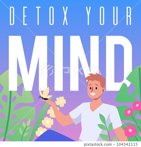 Mind detox and cleansing the brain mental therapy concept flat vector banner. Mind detox and cleansing the brain mental therapy concept flat vector banner. 104342115