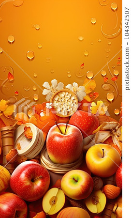 Rosh Hashanah, Jewish New Year holiday background 104342507