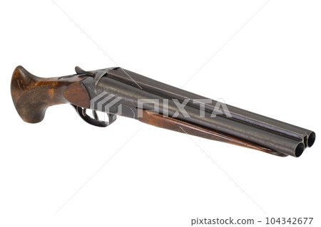 Sawn-off shotgun isolated on white. Sawn-off shotgun isolated on white. 104342677