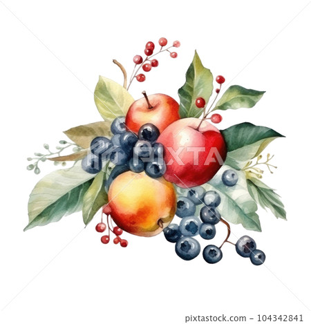 Christmas composition watercolor. Illustration AI Generative 104342841
