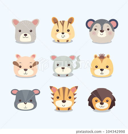 Cute Childish cartoon animals set. Vector Illustration Cute Childish cartoon animals set. Vector Illustration 104342998
