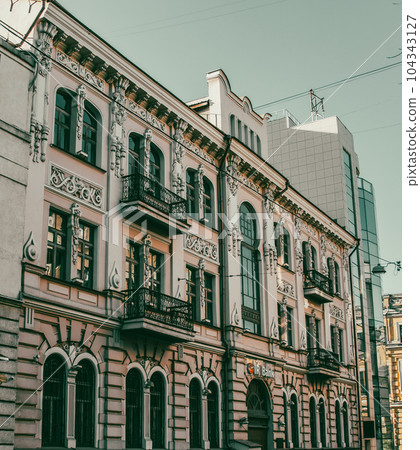 City center building with panoramic windows photo, Kharkiv, Ukraine. 104343127