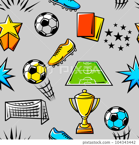 Pattern with soccer symbols. Football club illustration. 104343442