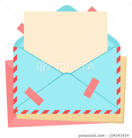 Letter in envelope. Romantic template with decor. Letter in envelope. Romantic template with decor. 104343454