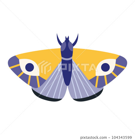 Butterfly, moth, insect with wings, cartoon style. Trendy modern vector illustration isolated on white background, hand drawn 104343599