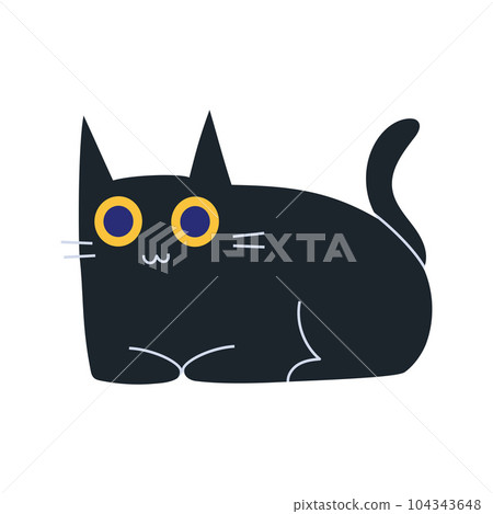 Cute cartoon black cat. Trendy modern vector illustration isolated on white background, hand drawn 104343648