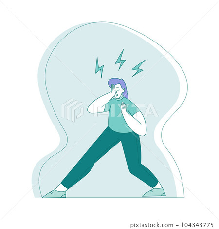 Young Woman Suffering from Mental Disorder Vector Illustration 104343775