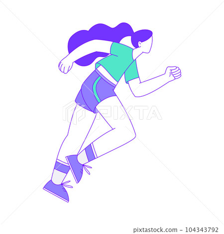 Happy Woman Character Running Sport Marathon Vector Illustration Happy Woman Character Running Sport Marathon Vector Illustration 104343792
