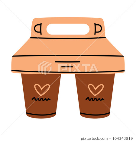 Paper Coffee Cups with Handle for Takeaway Vector Illustration 104343819