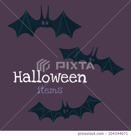 Helloween vector stock illustration with halloween stuff: bats. 104344071