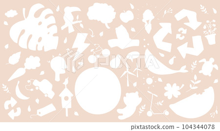 Hand drawn vector illustration of a set of ecology concepts, designs, and icons. 104344078