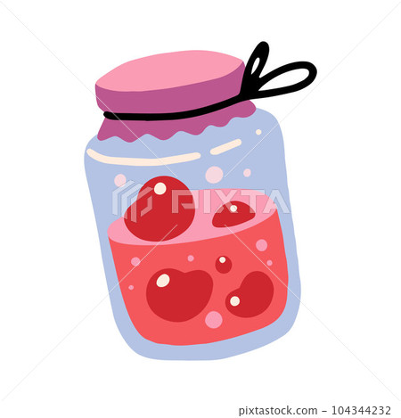 Jar compote, homemade jam, canned berries and fruits isolated on white background. Jar compote, homemade jam, canned berries and fruits isolated on white background. 104344232