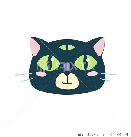 Highlights Stories cover, avatar, emoji: third eye, supernatural. Cute funny cat face. 104344309