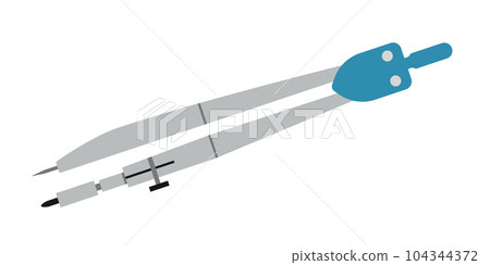 Drafting Geometric Compass, dividers, cartoon style. Technical Instrument for Drawing and Engineering. Trendy modern vector illustration isolated on white, hand drawn, flat design 104344372