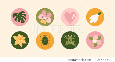 Set of various vector highlight stories covers with cute 104344390