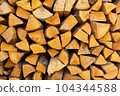 Stacks of Firewood. Preparation of firewood for the winter. Pile of Firewood. Firewood background 104344588