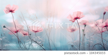 Pink poppy flowers background. Illustration AI Generative 104345033