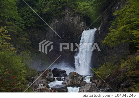 Niigata Prefecture (Nagano Prefecture) / Fresh green seedling waterfall Niigata Prefecture (Nagano Prefecture) / Fresh green seedling waterfall 104345240