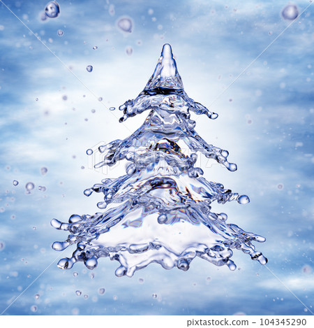 Christmas water splash tree isolated on white 104345290