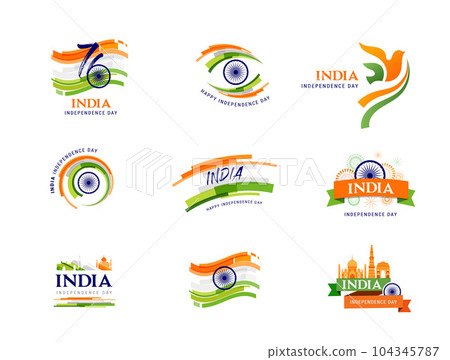 India Independence day banners, posters and greeting cards. 76 Year Anniversary Independence Day India Independence day banners, posters and greeting cards. 76 Year Anniversary Independence Day 104345787