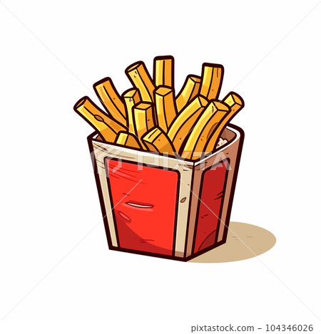 Chips hand-drawn illustration. French fries. Vector doodle style cartoon illustration Chips hand-drawn illustration. French fries. Vector doodle style cartoon illustration 104346026