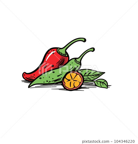 Chili pepper hand-drawn illustration. Chili pepper. Vector doodle style cartoon illustration 104346220