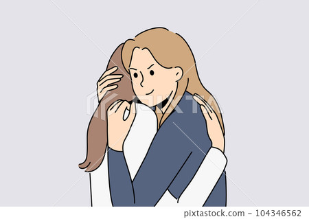 False friendship between two women hugging and conceived insidious plan in secret from friend 104346562