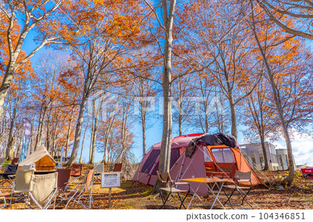 [Camping material] Autumn camp scenery [Nagano Prefecture] 104346851