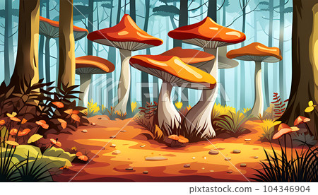Red mushrooms in the forest - Generative AI 104346904