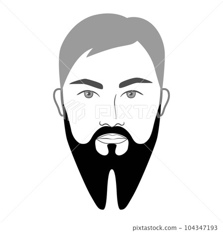 French Fork Beard style men in face illustration Facial hair mustache. Vector grey black portrait male Fashion template French Fork Beard style men in face illustration Facial hair mustache. Vector grey black portrait male Fashion template 104347193