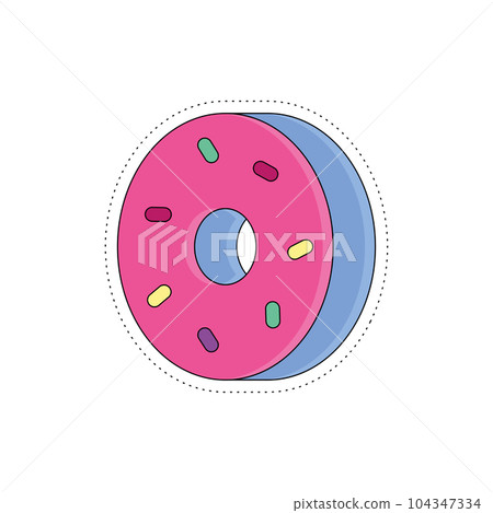 Isolated colored groovy 3d donut sticker icon Vector Isolated colored groovy 3d donut sticker icon Vector 104347334