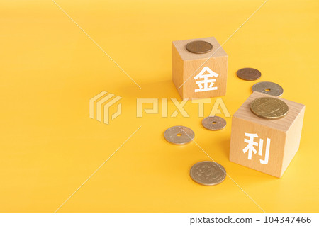 Interest rate image | Wooden blocks and money Interest rate image | Wooden blocks and money 104347466