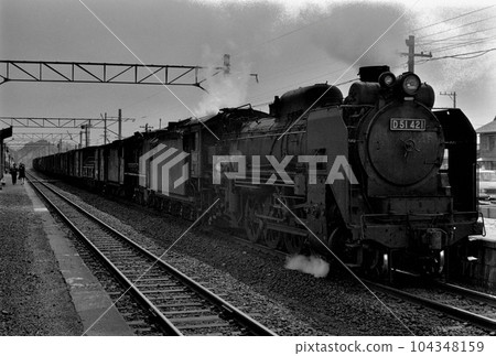 記錄昭和時代鐵道歷史 1973年羽越本線桑川站D51蒸汽機車 104348159