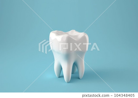 3D realistic white tooth isolated on a blue... - Stock Illustration ...