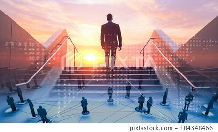 Successful business leader in digital world, DX cyber security, internet safety image 104348466