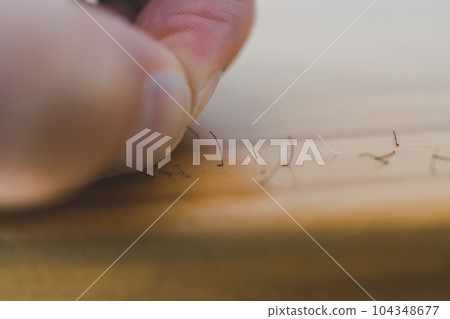 Pull out your beard with your finger 104348677